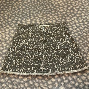 Grey Animal Print Mini Skirt